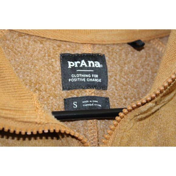 Prana tencel blend size small quarter zip long sleeve spiced gold brown yellow - Picture 5 of 6